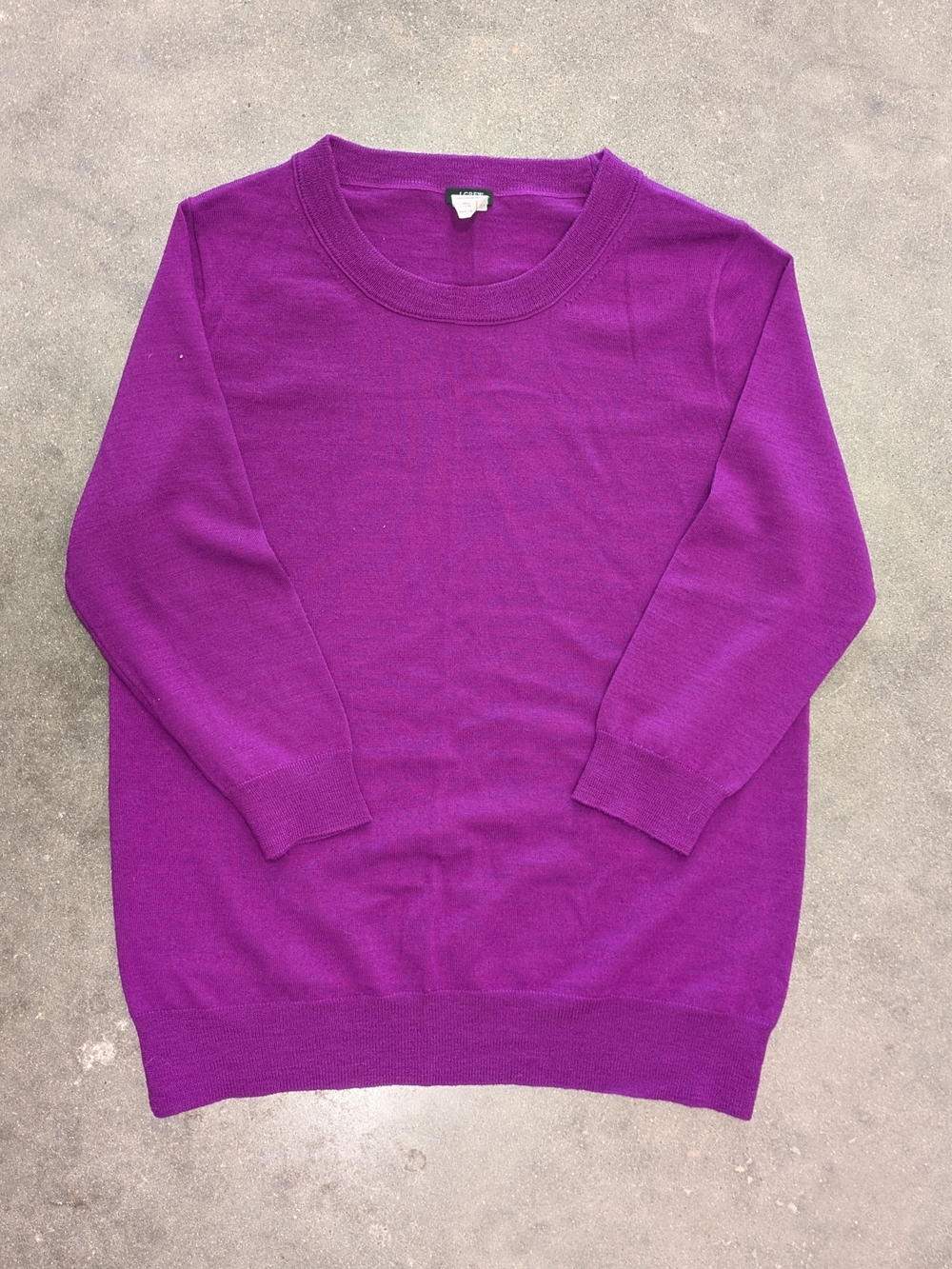 100% Merino Wool J. Crew Crewneck Sweater in Bright Purple